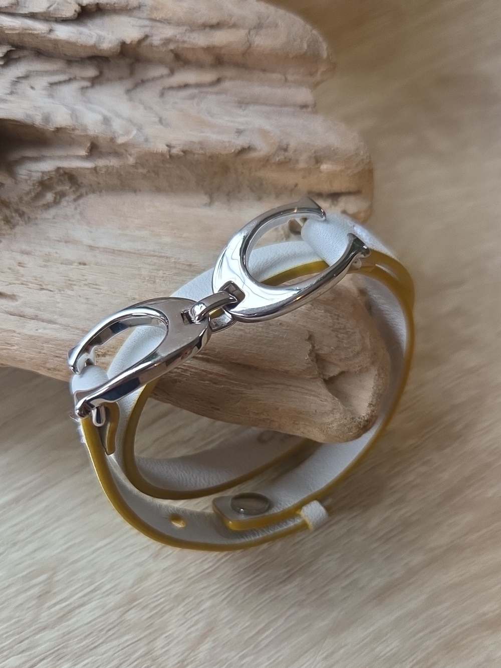 Coach Twin Signature C Double Wrap Bracelet with Silver Hardware